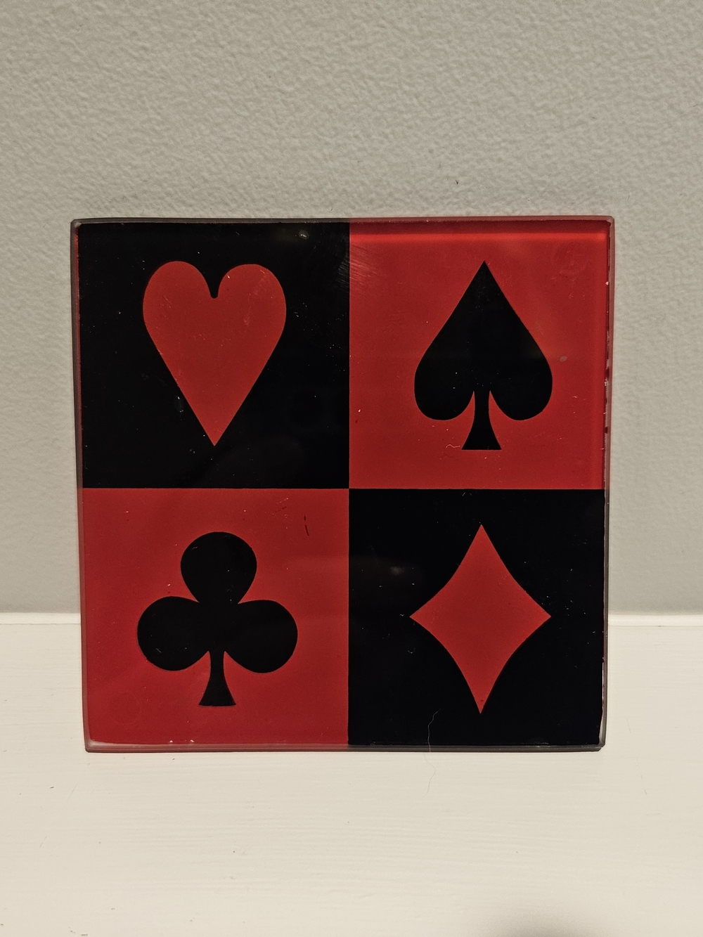 Red and Black Playing Card Suit Coaster Set